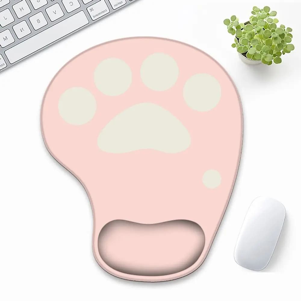 Tappetino per Mouse Ergonomico con Poggiapolsi a Forma di Zampa di Gatto, Antiscivolo, in Silicone, Kawaii, Accessori per Ufficio