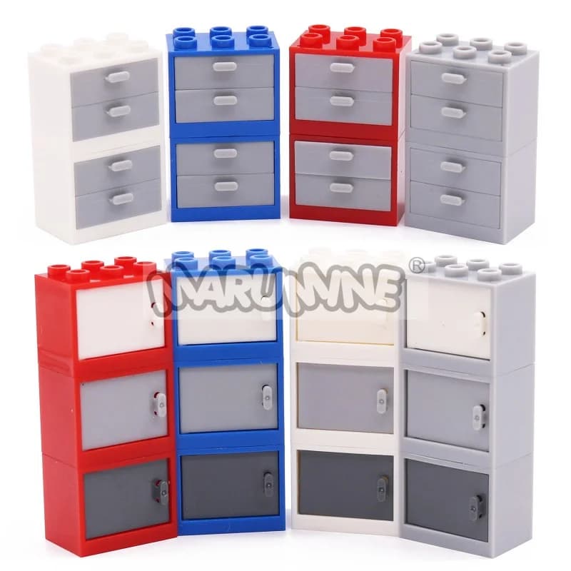 MARUMINE MOC City Street View Building Blocks Accessori 10PCS Cassetto dell'armadio Modello in mattoni Parti compatibili con 92410 4533 4536
