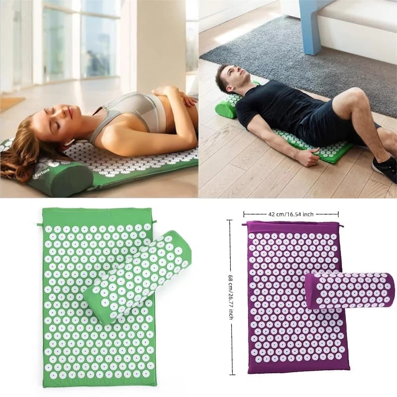 Typing pad for pain relief, massage set with tips with back neck cushion, yoga relaxation mat