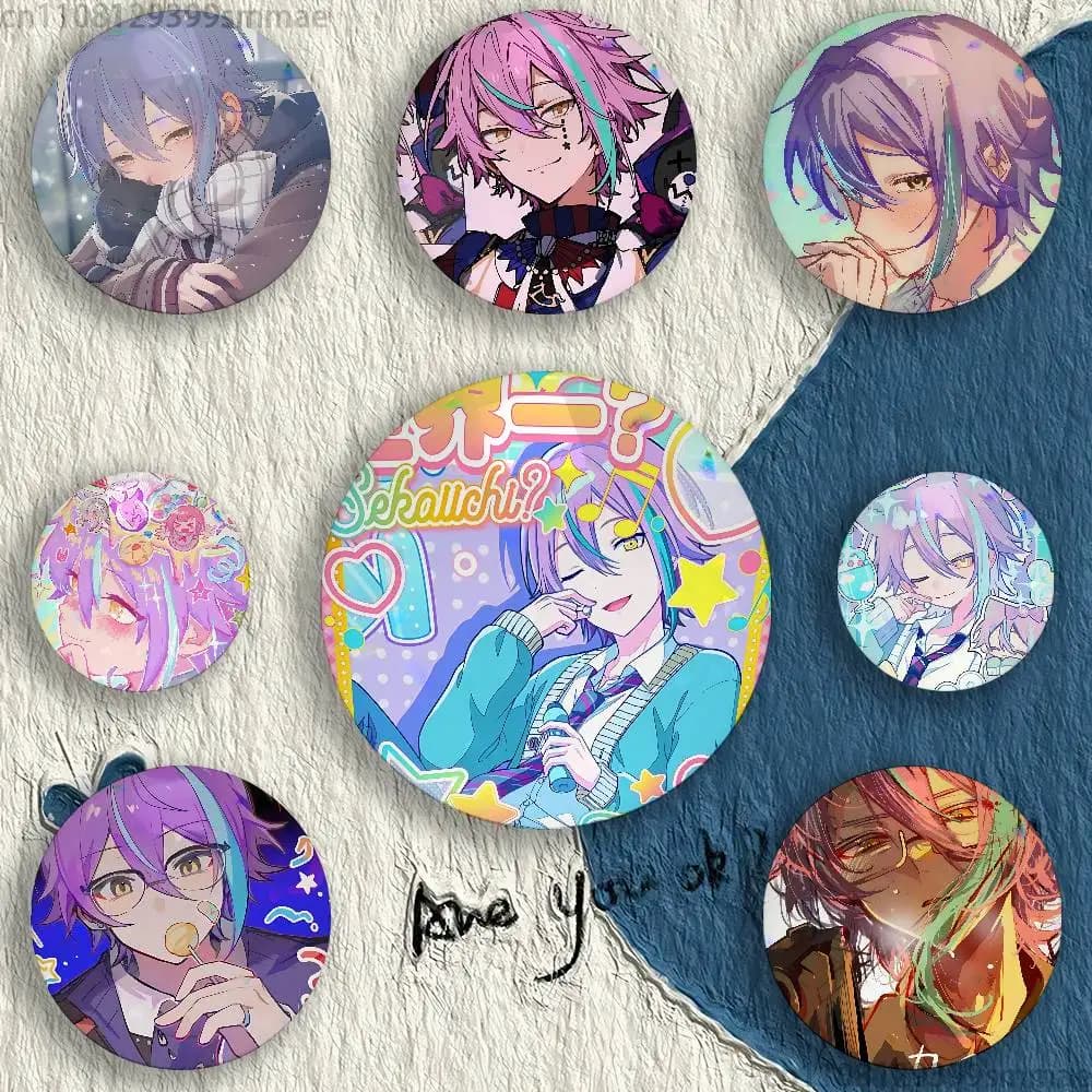 K-Kamishiro Rui 58mm Icon Badge Spilla fatta a mano in banda stagnata per regali di ornamenti per il petto dei vestiti dello zaino