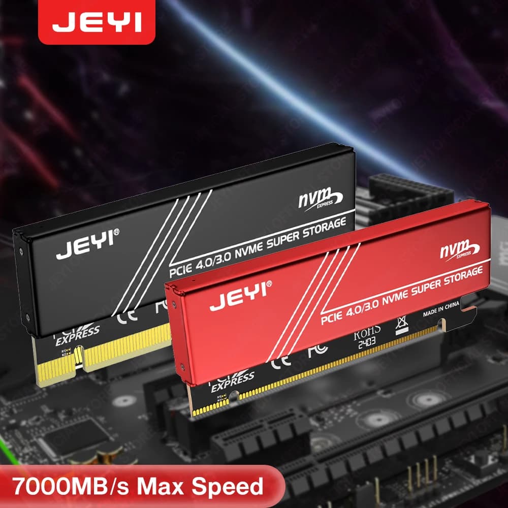 JEYI M.2 NVME To PCIe 4.0 X16 Adapter, PCIe X16 Gen4 Expansion Card with Aluminum Heatsink Case, For Samsung 980 PRO, 970 EVO
