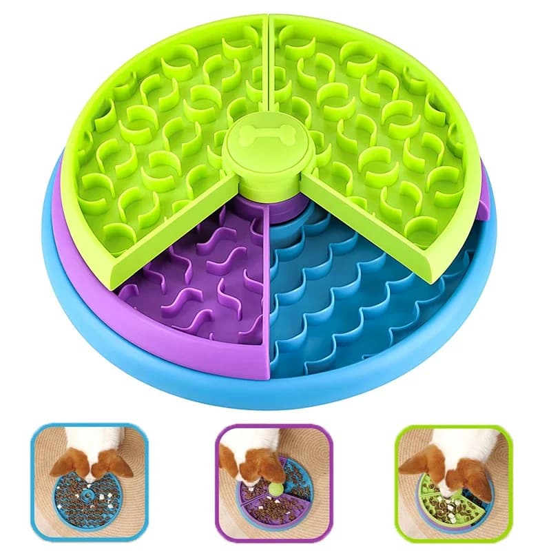 Puzzle per cani Alimentatore lento Gioco di puzzle interattivo per cani 3 strati Ciotola per cani staccabile a mangiare lento Ciotola per mangiatoia per cani anti-ansia