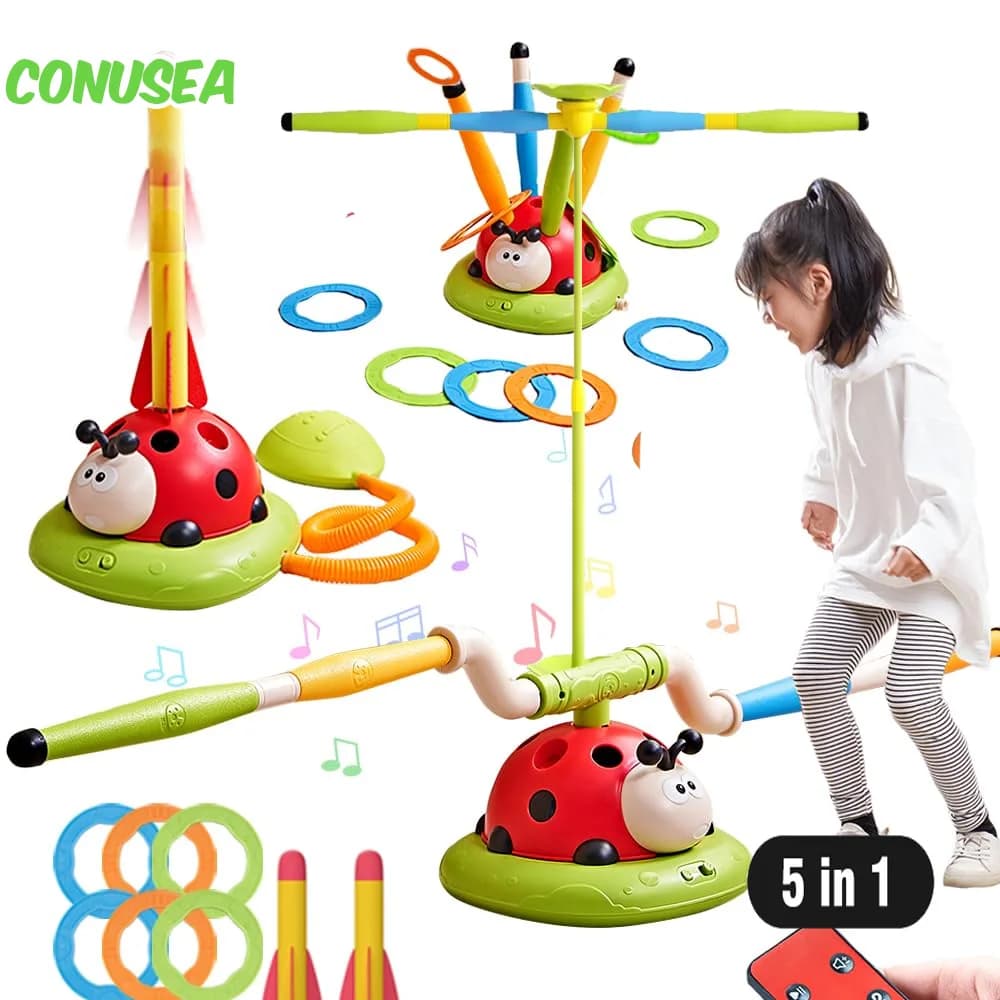Sports Toy for Kids 5/3/2 In1 Jump Racing Rings Game Stomping Launch Jump Launcher Sensory Training for Indoor and Outdoor