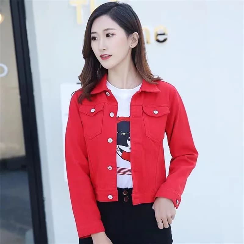Giacca da cowboy Giacca corta da donna slim fit versione coreana Nuove giacche di jeans di tendenza versatili rosa bianche primaverili e autunnali