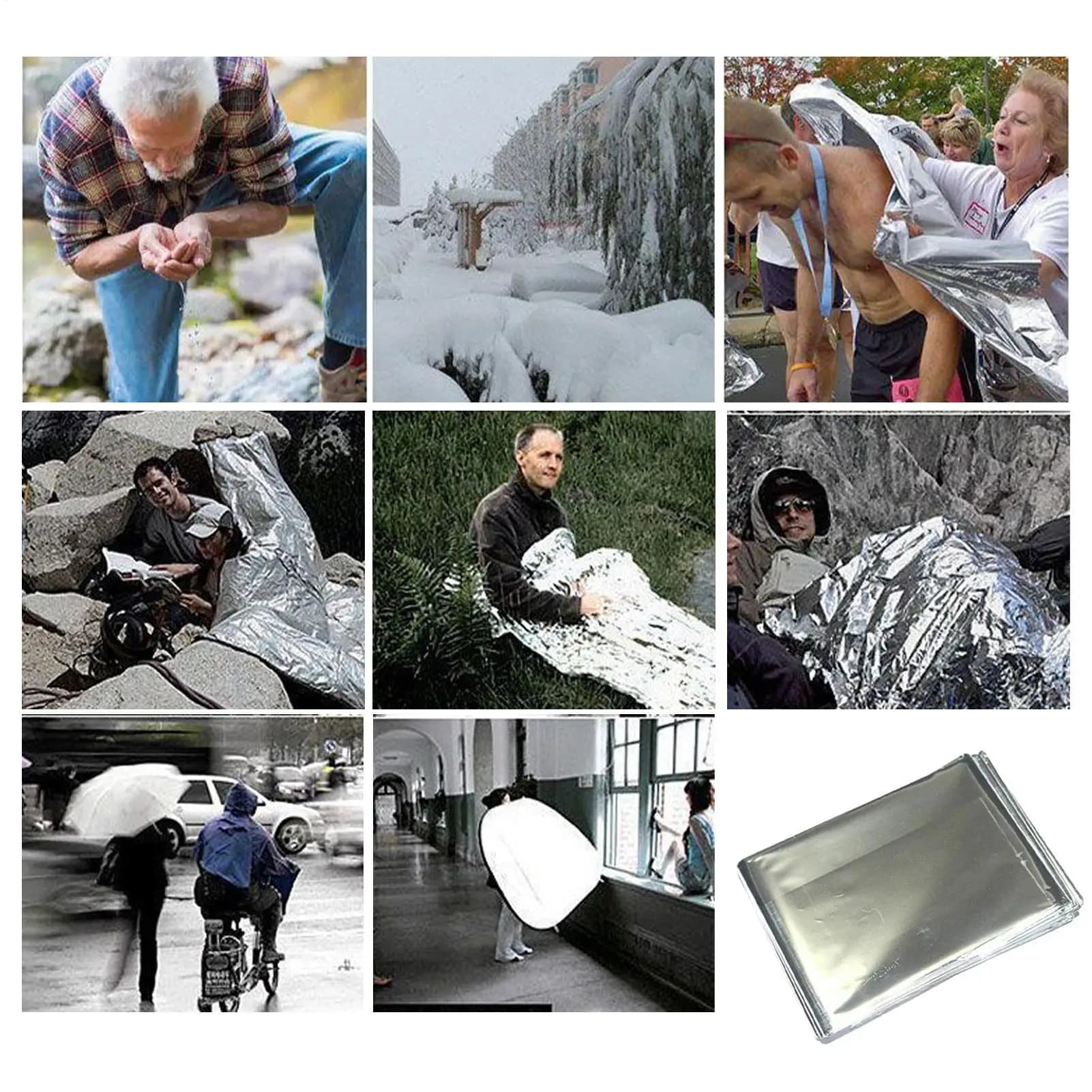 Emergency Blanket Outdoor Survive First Aid Rescue Kit Windproof Waterproof Foil Thermal Blanket for Camping Hiking