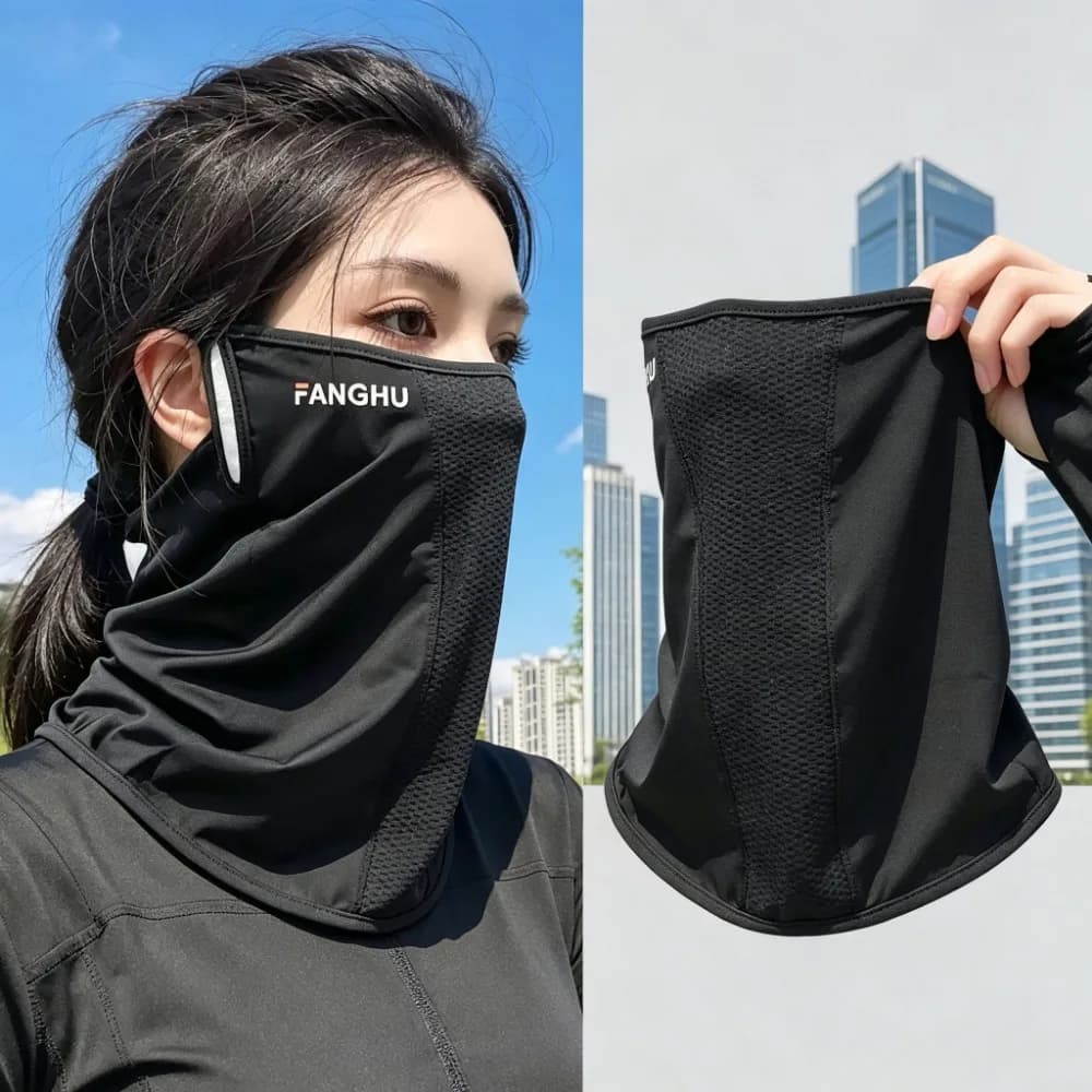 Breathable Mesh UV Protection Face Cover Lightweight Sunscreen Neck Gaiter with Ear Loops Unisex Outdoor Sports Mask