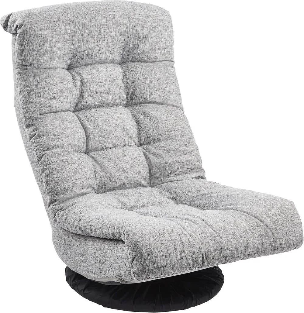 Poltrona lounge girevole in schiuma con poggiatesta, compatibile con il pavimento, regolabile, da gioco, 26,3 P x 23,5 L x 13,7 A pollici, grigia
