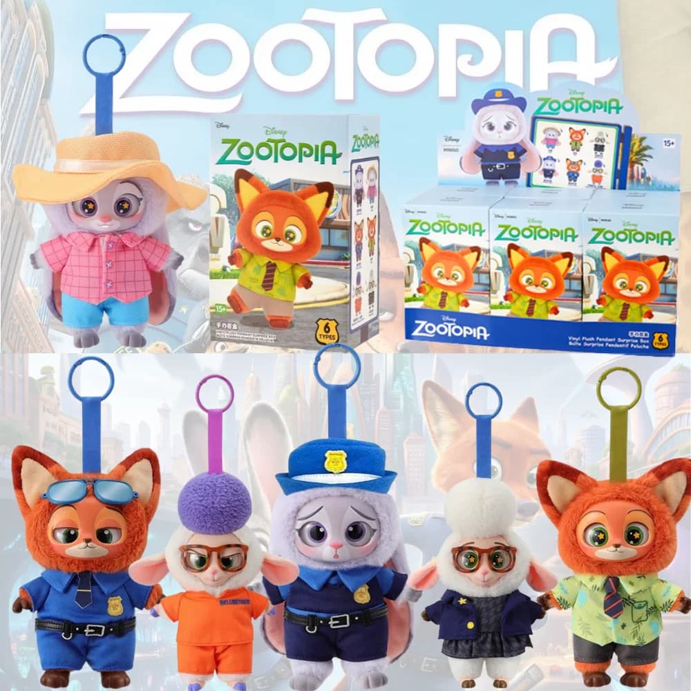 Serie Zootopia di Alta Qualità, Blind Box con Personaggi Judy e Nick, Ciondolo in Vinile e Peluche, Giocattoli Trendy, Regali di Compleanno per Bambini