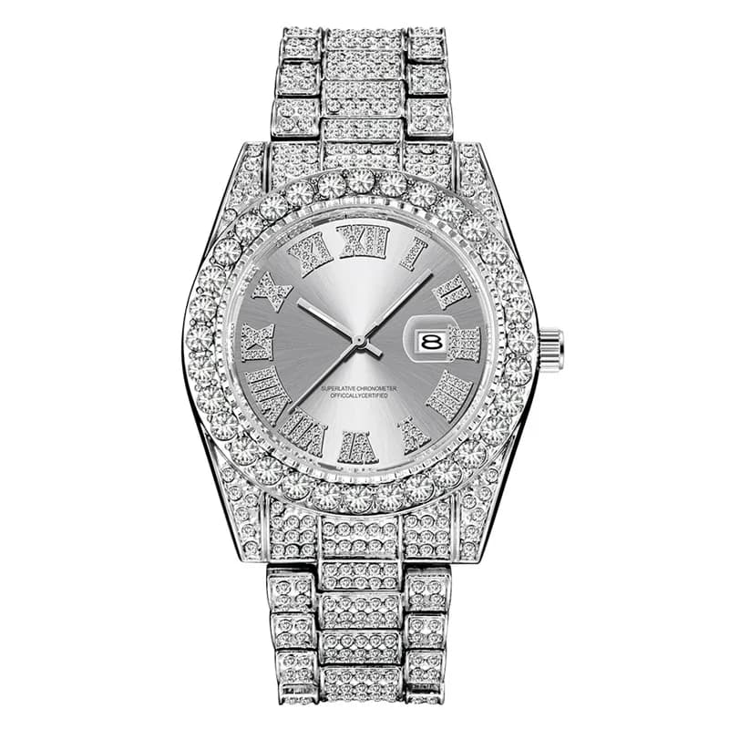 Orologi da uomo autentici di grande marca Orologi da polso al quarzo con data di lusso con cinturino in lega di moda dorata Hip Hop Relogios Masculinos 2025