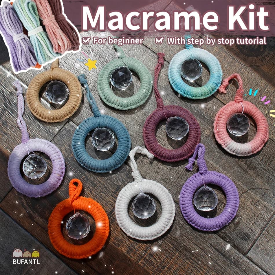 Beginner-Friendly Tutorial + Round Crystal Suncatcher | Window/Living Room Decor | Bohemian Style | DIY Macrame Kit