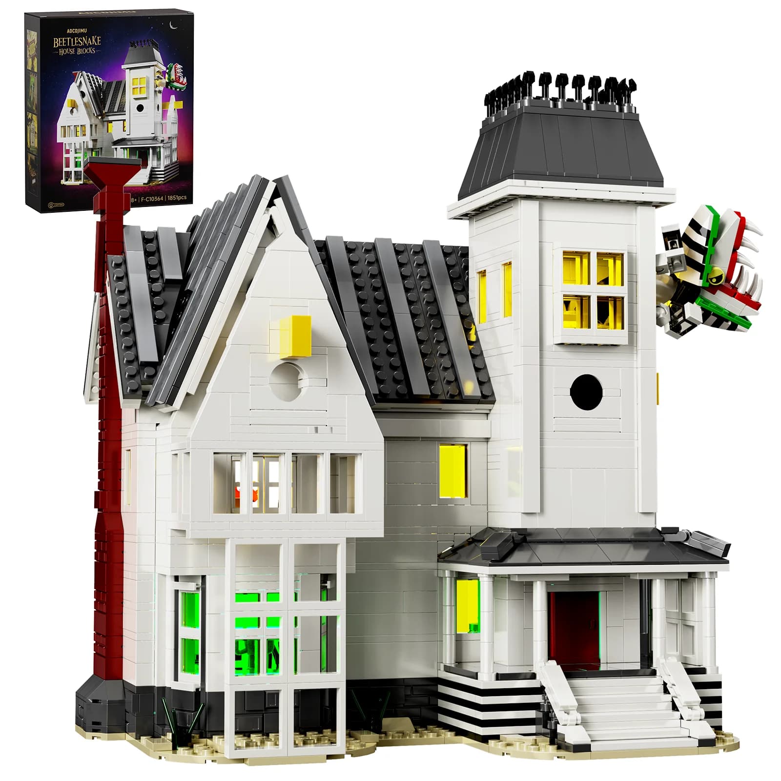 Spooky Beetle Mansion Building Blocks Set Horror House Model Toys Home Decorazione di Halloween Collezione Regali per i fan Adulti