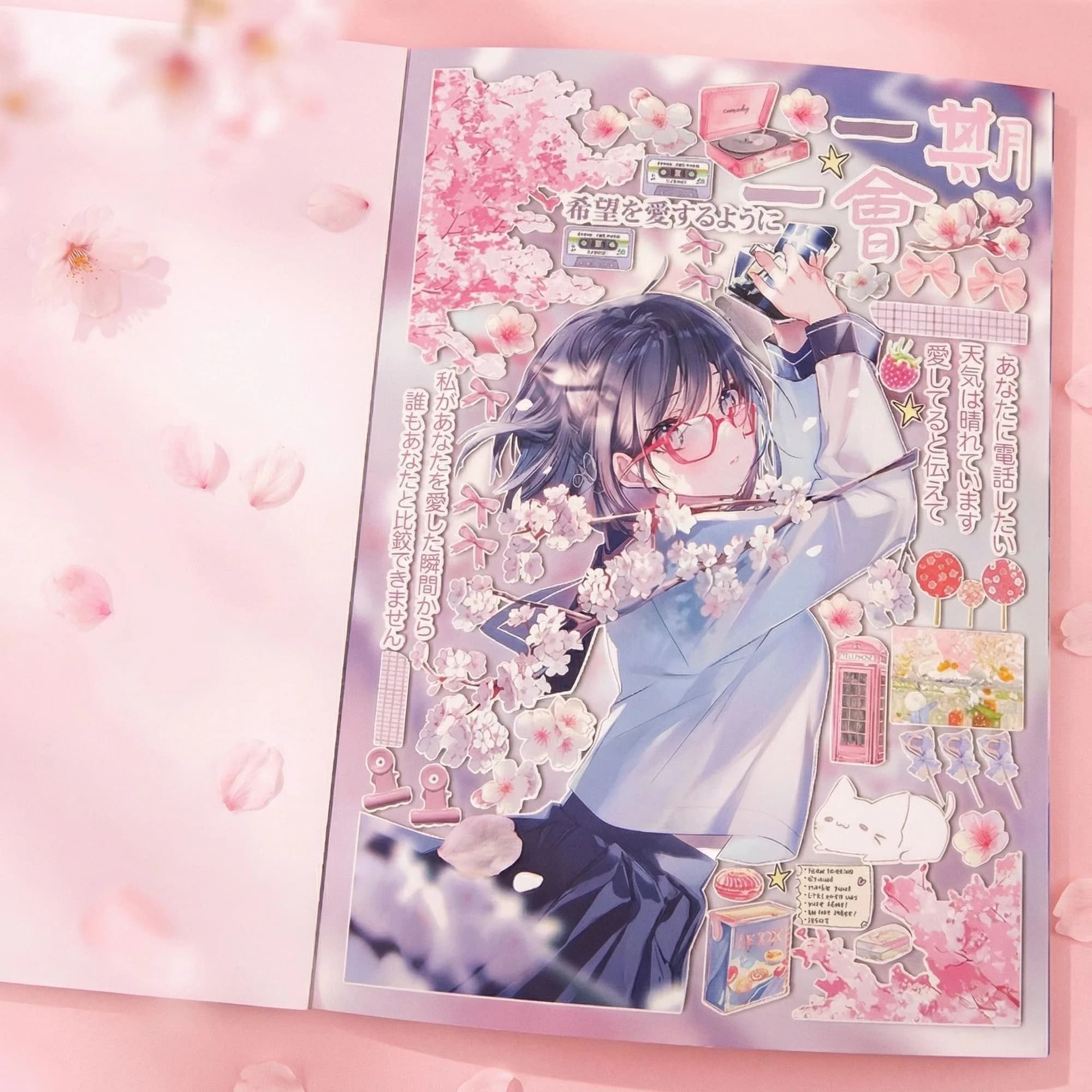 Japanese Blue Sky Sticker Book Japanese Beautiful Girl Character Sticker Book Yanbian Cut Matte Film 36p Sticker Notebook