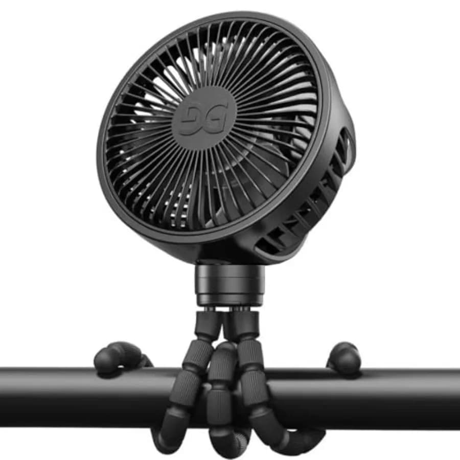 Mini ventilatore portatile palmare ricaricabile USB, ventilatore per passeggino con clip a treppiede flessibile per neonati, nero jet