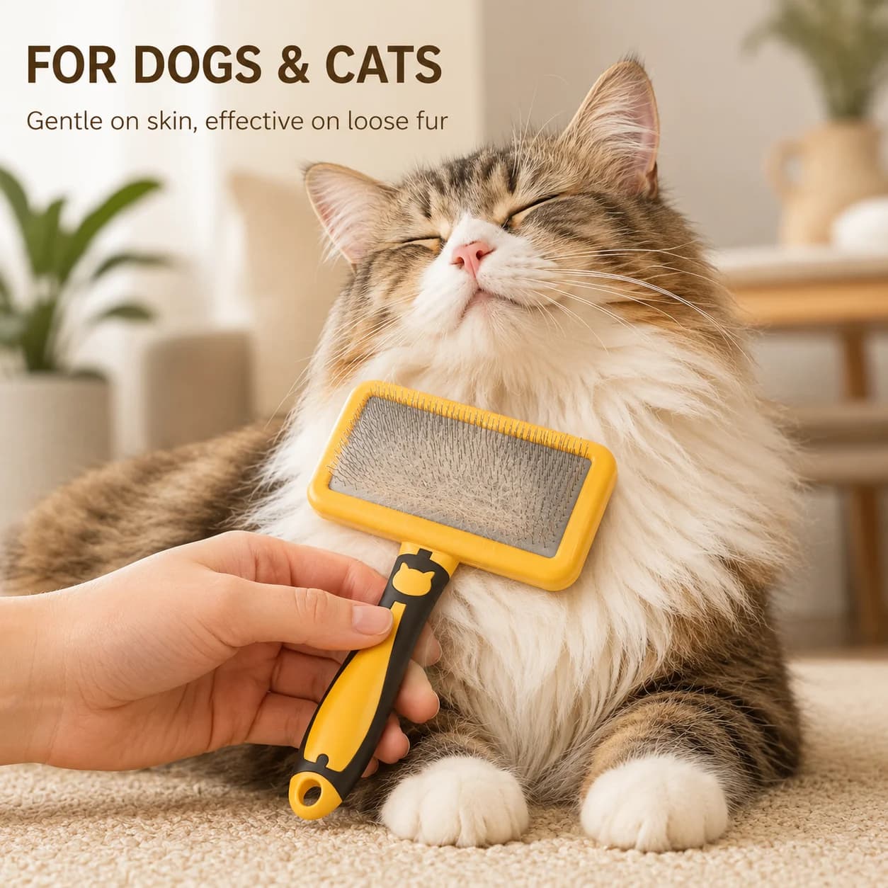 Pet Grooming Pin Brush Hard Bristle, Slicker Comb for Dogs Cats, Purple Deshedding Tool for Bichon Teddy and Long Hair Pets