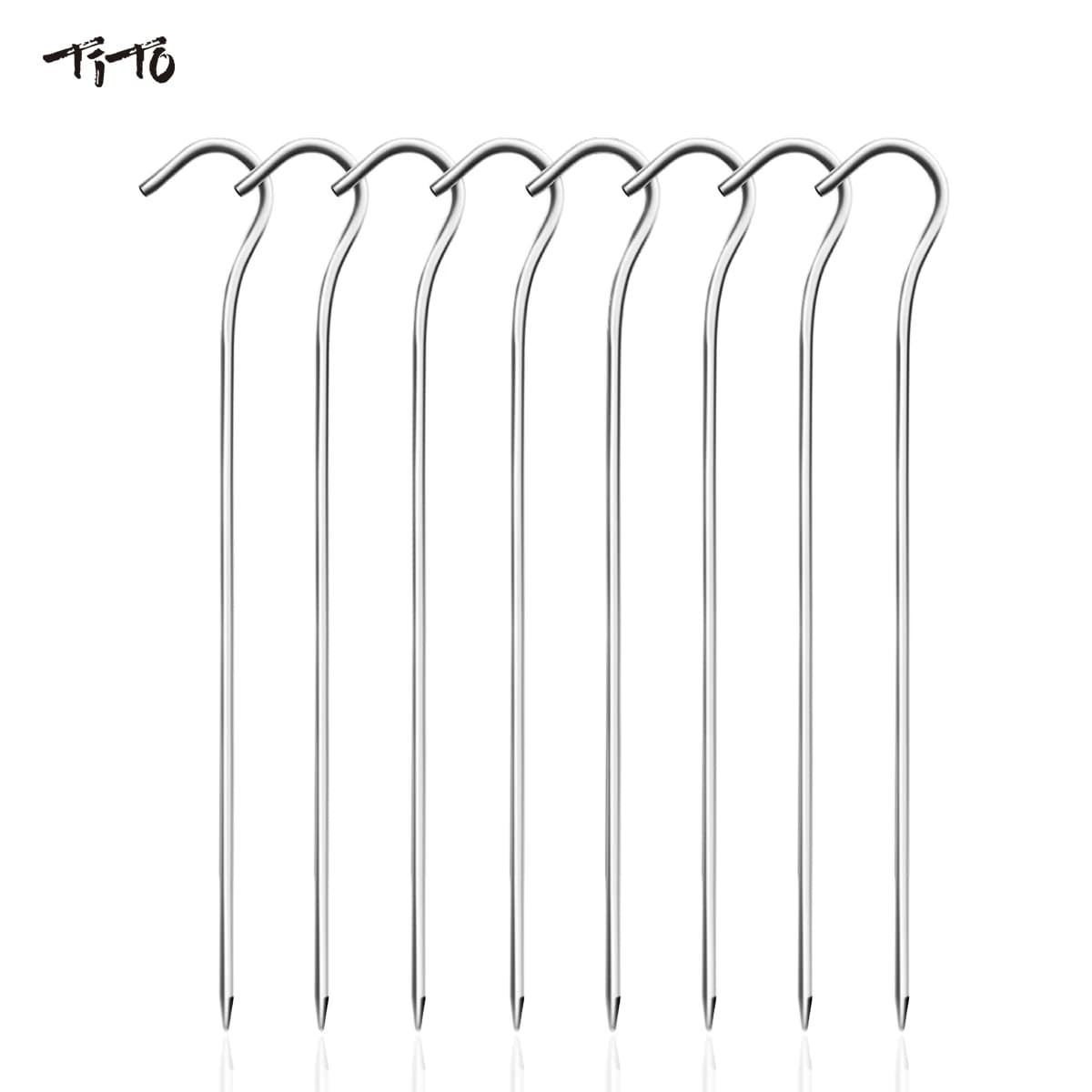 Picchetti per Tenda in Titanio TiTo, 8/12 Pezzi, Chiodi per Tenda in Titanio, Accessorio per Campeggio all'Aperto, Picchetto con Testa a Gancio Piegato, Diametro 3.0mm