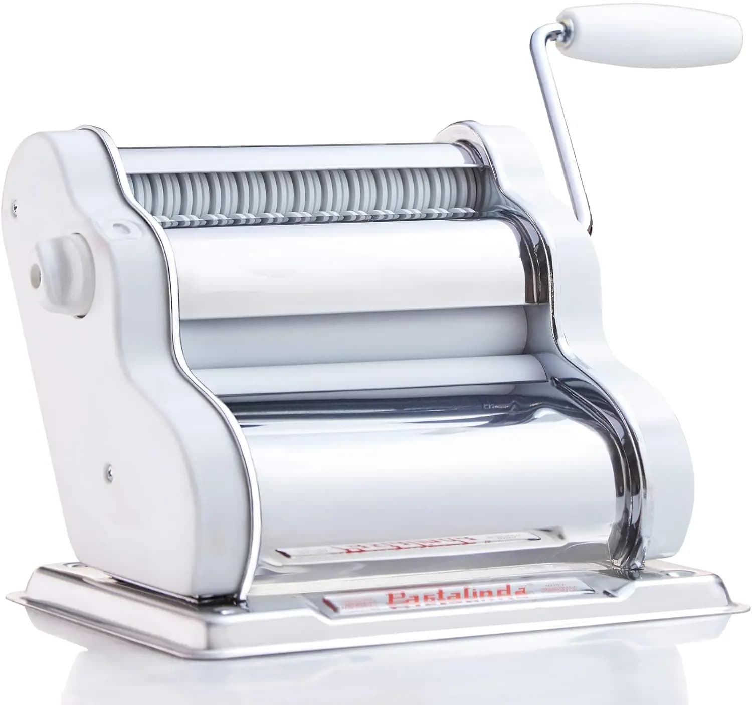 Classic 200 Pasta Maker Machine, 20 cm Wide Rollers, 9 Thickness Positions, 2 Cutting Positions, Stainless Steel. Includes Reinf