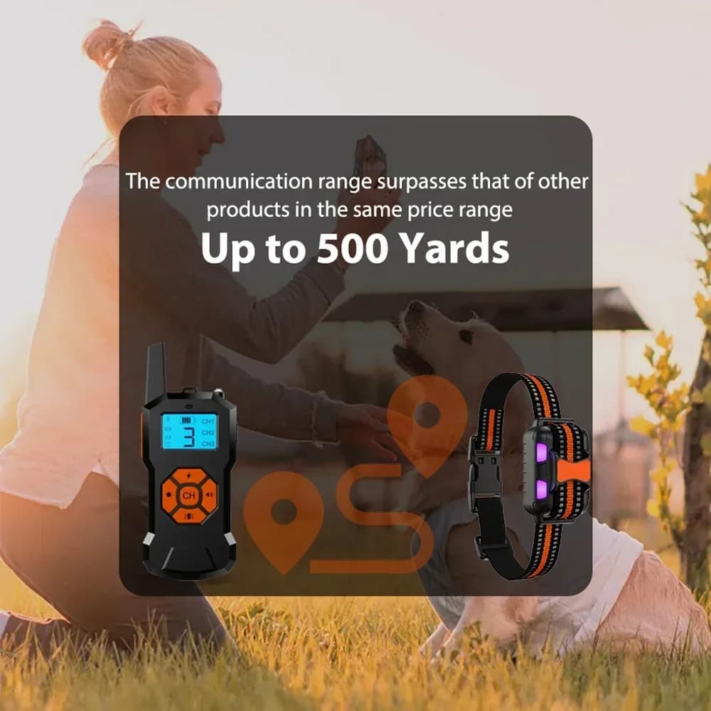 500 Yards Electric Dog Training Collar with Shock Vibration Sound, Waterproof Pet Remote Control Training Dog Electronic Collar