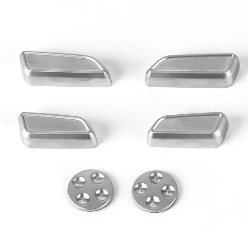 6pcs Car Aluminum Alloy Car Seat Button Adjuster Cover Sticker Interior Decorative Frame for Tesla Model3/Y/X/S Car Accessories