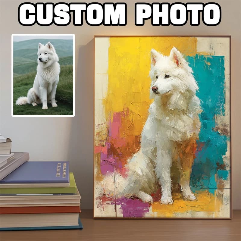 1 pezzo di pittura a olio ad acquerello per cani, pittura su tela, personalizzazione personalizzata, animali domestici e familiari, tema della moda, regalo perfetto