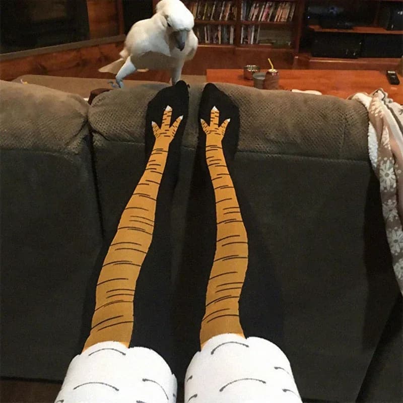 Funny men's socks with chicken 3D Print Cartoon Cosplay High flexibility Cotton thigh socks Fashion slim feet