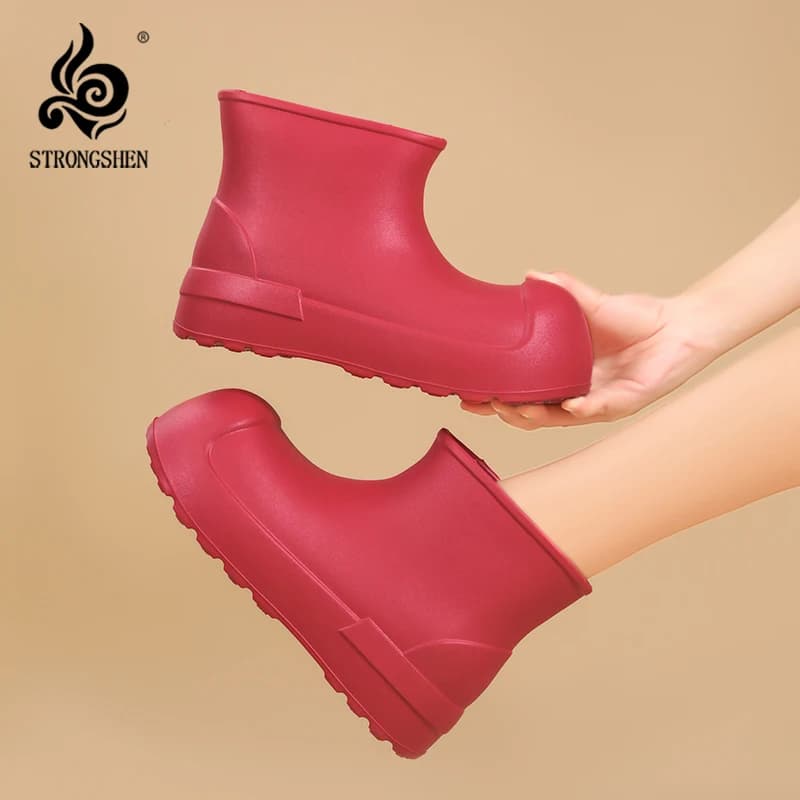 Fashionable Rain Boots for Women Outdoor Anti-slip Waterproof Thick-Soled EVA Water-Proof Rain Shoes Simple and Versatile