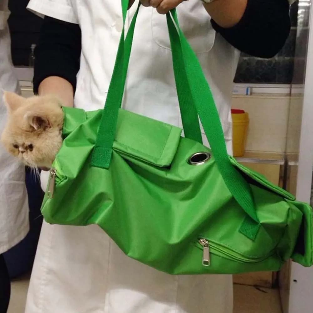 Borsa per Toelettatura Gatti Anti-graffio, Borsa a Tracolla per il Trasporto e il Contenimento di Animali Domestici, Zaino per Gatti, Borsa Fissaggio per Toelettatura Gatti