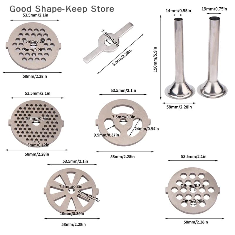 1PC Lame per tritacarne Dischi per piastre Pignone Mixer Pezzi di ricambio Griglia in acciaio inossidabile per accessori di ricambio per tritacarne