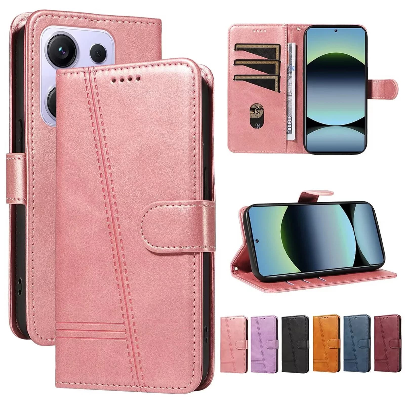 Portafoglio Porta carte RFID Blocco Custodia in pelle con vibrazione magnetica per Xiaomi Redmi 9T 14C 4G 13C 13 5G 12 11A 11X 10X 10A 10C 10 Prime