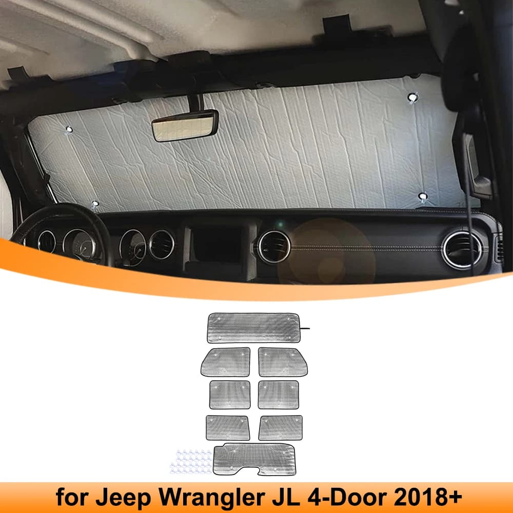 Parasole per Parabrezza Auto, Copertura Anti-UV, Kit Isolante per Jeep Wrangler JL 4 Porte 2018-2023, Accessori Interni