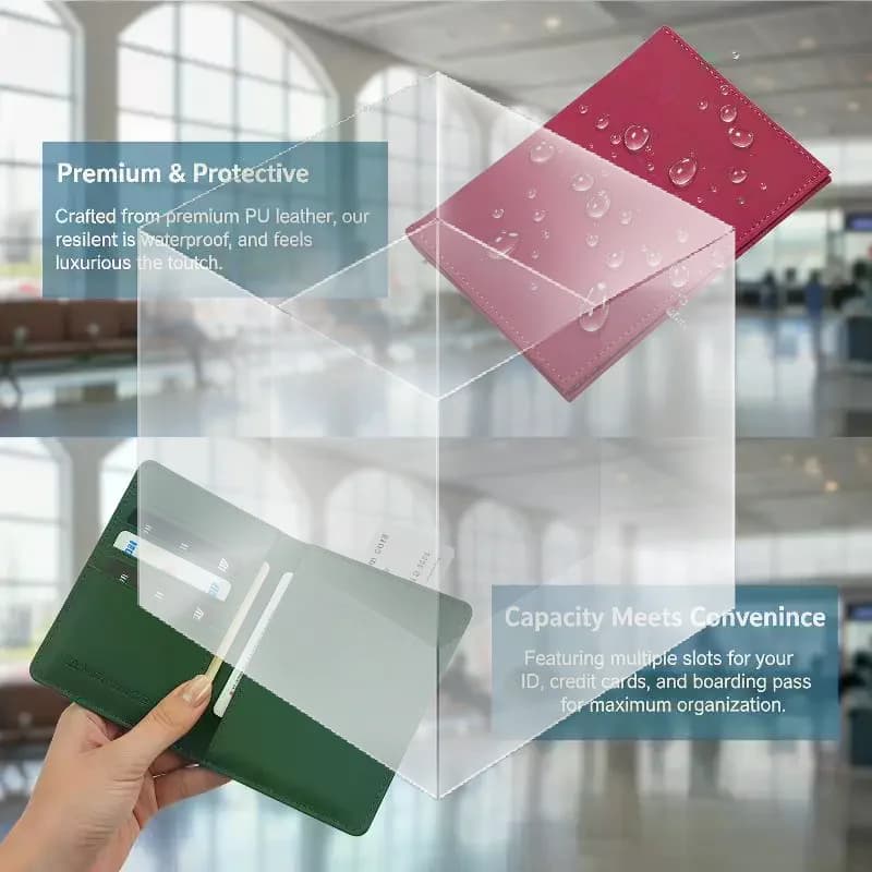 Waterproof PU Leather Passport Cover with Travel Credit Card Holder