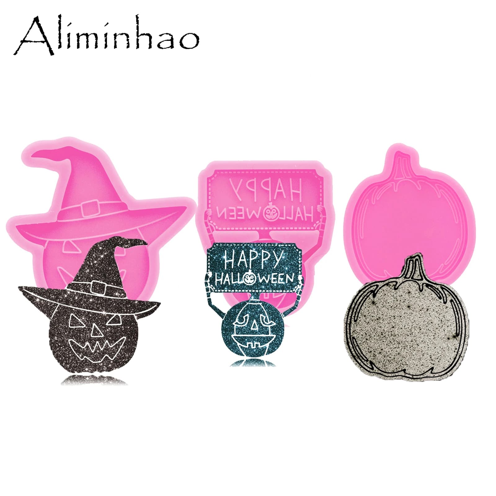 DY1239 Happy Halloween Pumpkin Keychain Resin Silicone Mold, Phone Grip Mold Crafts with Epoxy Art Diy DIY Handmade Charms Mold