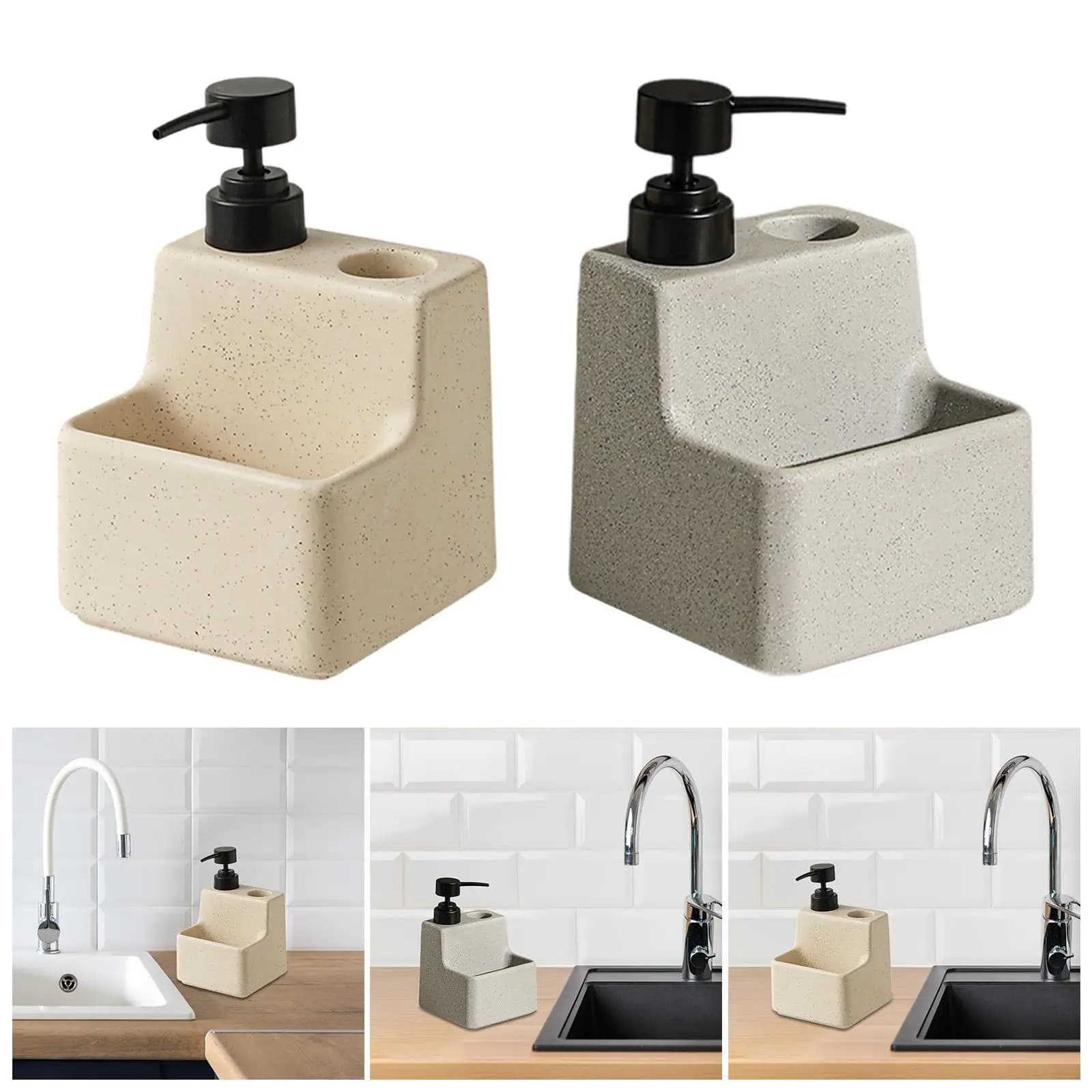 Dispenser di sapone con porta spugna, organizer classico moderno per lavello 2 in 1 da cucina in ceramica per la decorazione della casa del bagno del ristorante dell'hotel