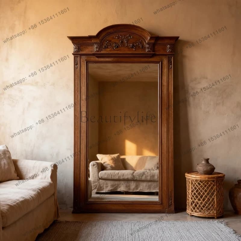 Specchio decorativo in stile americano, specchio da parete per il trucco, specchio artistico da terra, specchio a figura intera, specchio da bagno, decorazione per la stanza.