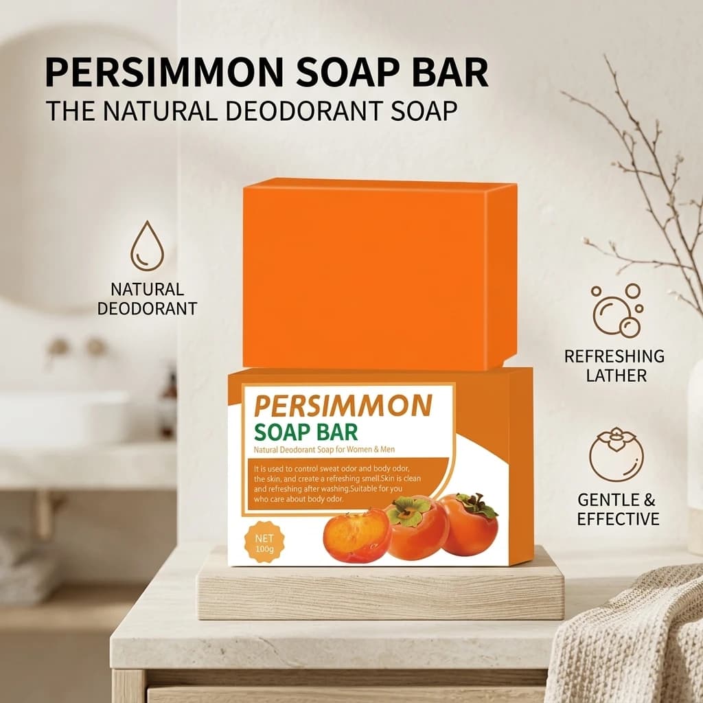 Handmade Persimmon Soap 100g Essential Oil Deep Cleaning Body Soap Fragrance for Hygienic Cleanliness