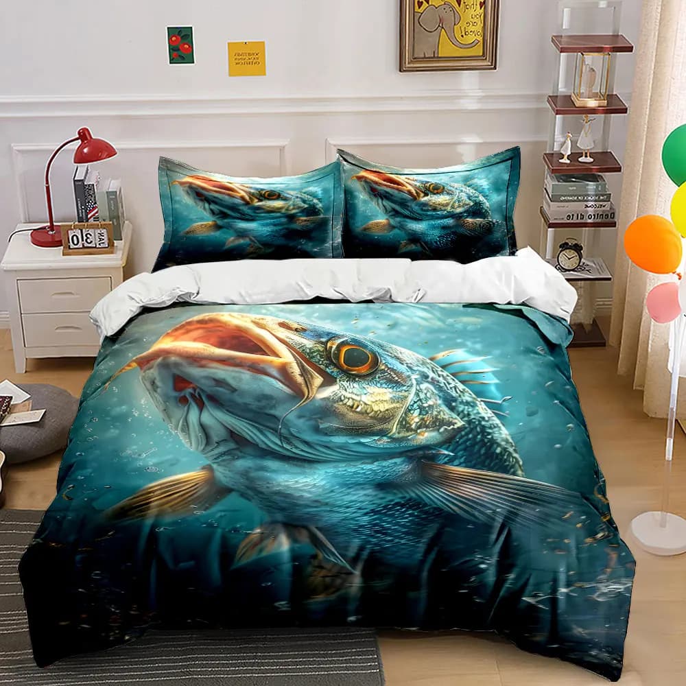 Fish leaping dynamic moment Printed Duvet Cover Set1 Duvet Cover+2 PillowcaseMulti Size Bedroom Bedding Decor Luxury gifts