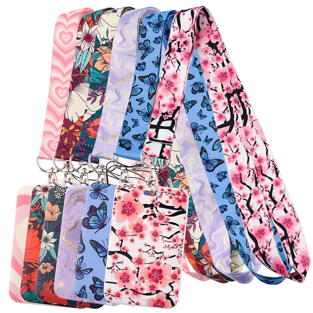 Nuovo Sakura Cherry Blossoms Fiore cordino carta ID Badge Holder Portachiavi Pass Gym Mobile Portachiavi per bambini Portachiavi Regalo