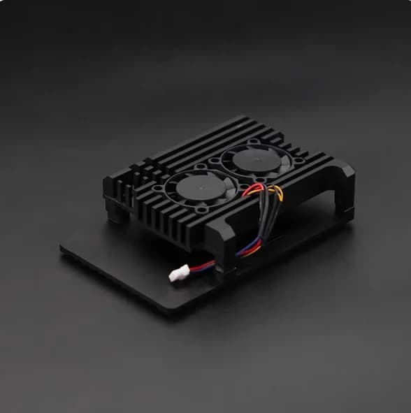 Custodia in lega di alluminio Raspberry Pi 5 con doppi ventole di raffreddamento | Controllo automatico della temperatura | Guscio per la dissipazione del calore e cuscinetto termico preapplicato