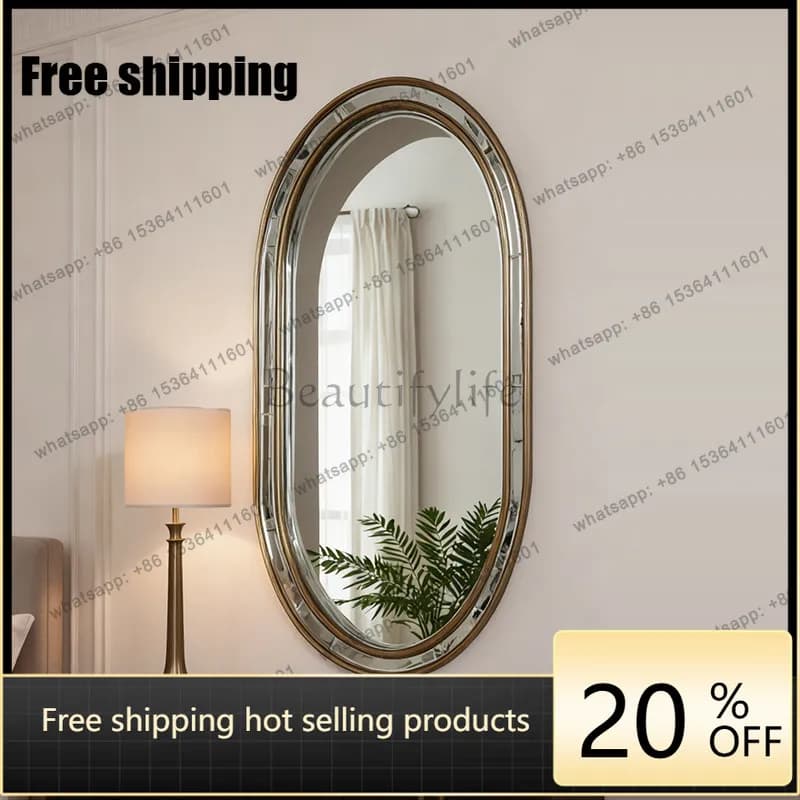 LD French Oval Entrance Mirror Background Wall Decoration Bathroom Wash Mirror