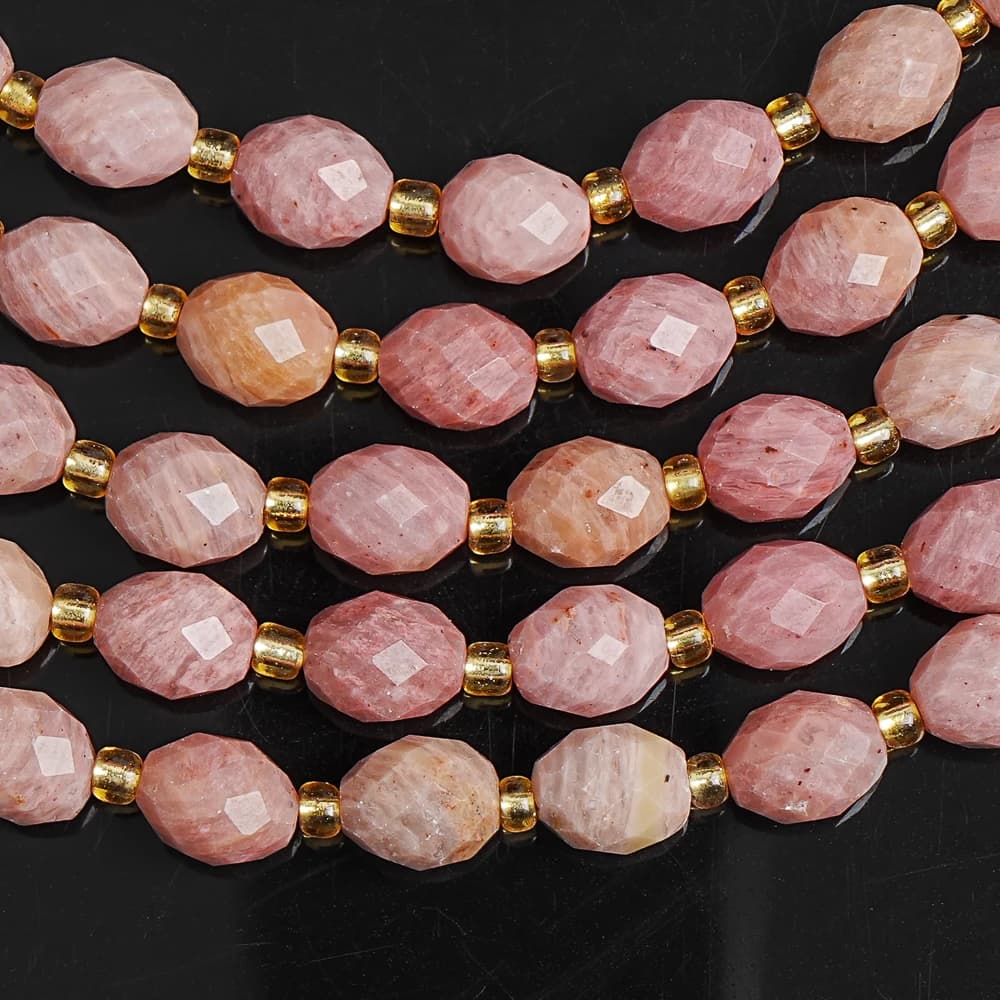 Perline sfaccettate in Rodonite Rosa Naturale 8mm, Perle Distanziatrici Sciolte in Vera Gemma per Creazione Gioielli Fai da Te Bracciali Collane