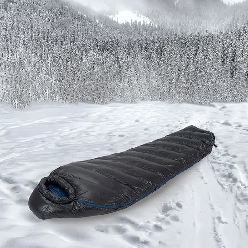 Portable Waterproof Goose Feather Sleeping Bag for Hot Camping Mummy for 4 Seasons with Compression Bag