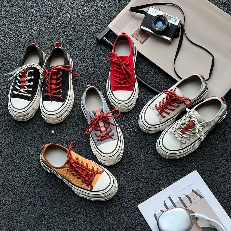 MDMicoleD Sneaker Bianche Nuove con Suola Spessa Rialzata, Casual Primaverili alla Moda e Comode da Donna in Tela