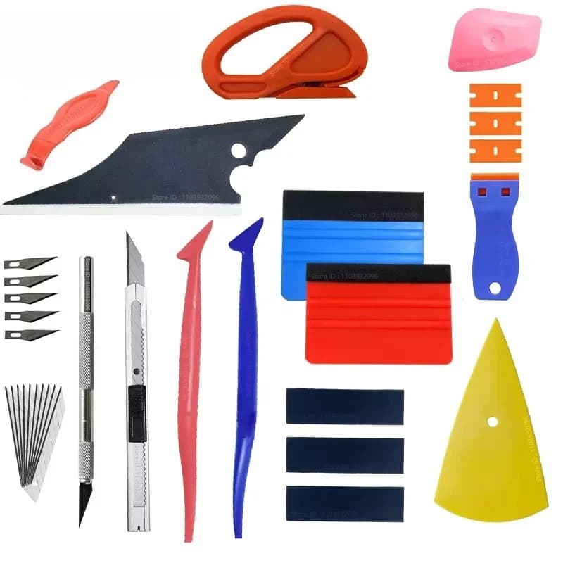 Professional Auto Vinyl Wrap Tool Kit Window Tinting Felt Squeegee Stick Cutter Utility Knife Plastic Scraper Set