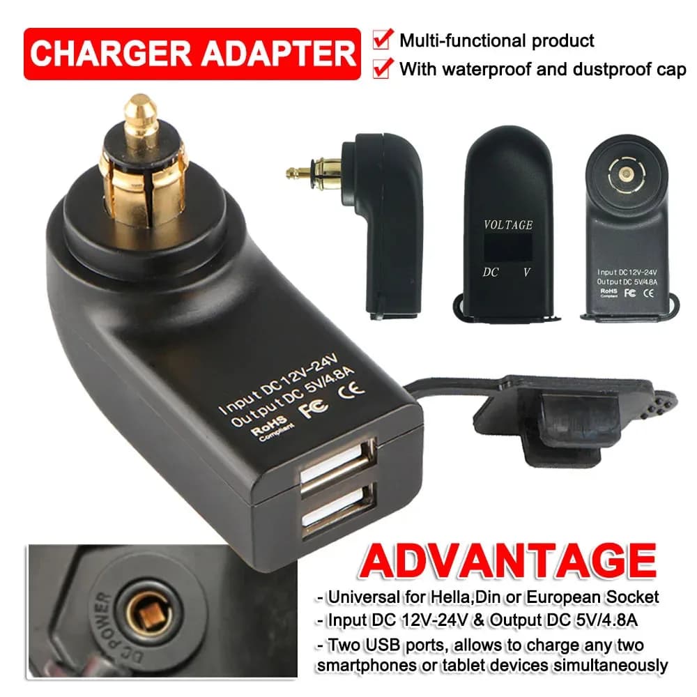 Moto Doppia Presa USB Adattatore del Caricatore Accessori Per BMW R1200GS R1250GS R1200RT F850GS F700GS F800 GS/ST R1300GS ADV R12