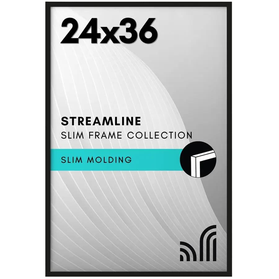 Poster Frame 24x36 with Plexiglass Lucido, Streamline Collection, Wall Display Frame with Hanging Accessories