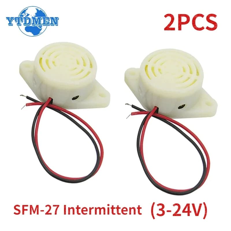2PCS SFM-27 Cicalino 95DB Cicalino attivo Alto decibel 3-24V 12V Cicalini elettronici Segnale acustico di allarme intermittente, per Arduino