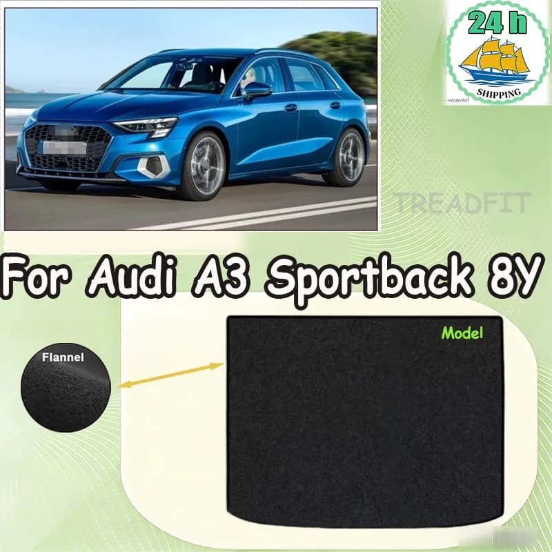 TREADFIT Rear Trunk Mat For Audi A3 Sportback 8Y 2021~2023 Boot Cargo Liner Tray Trunk Luggage Floor Carpet Pads
