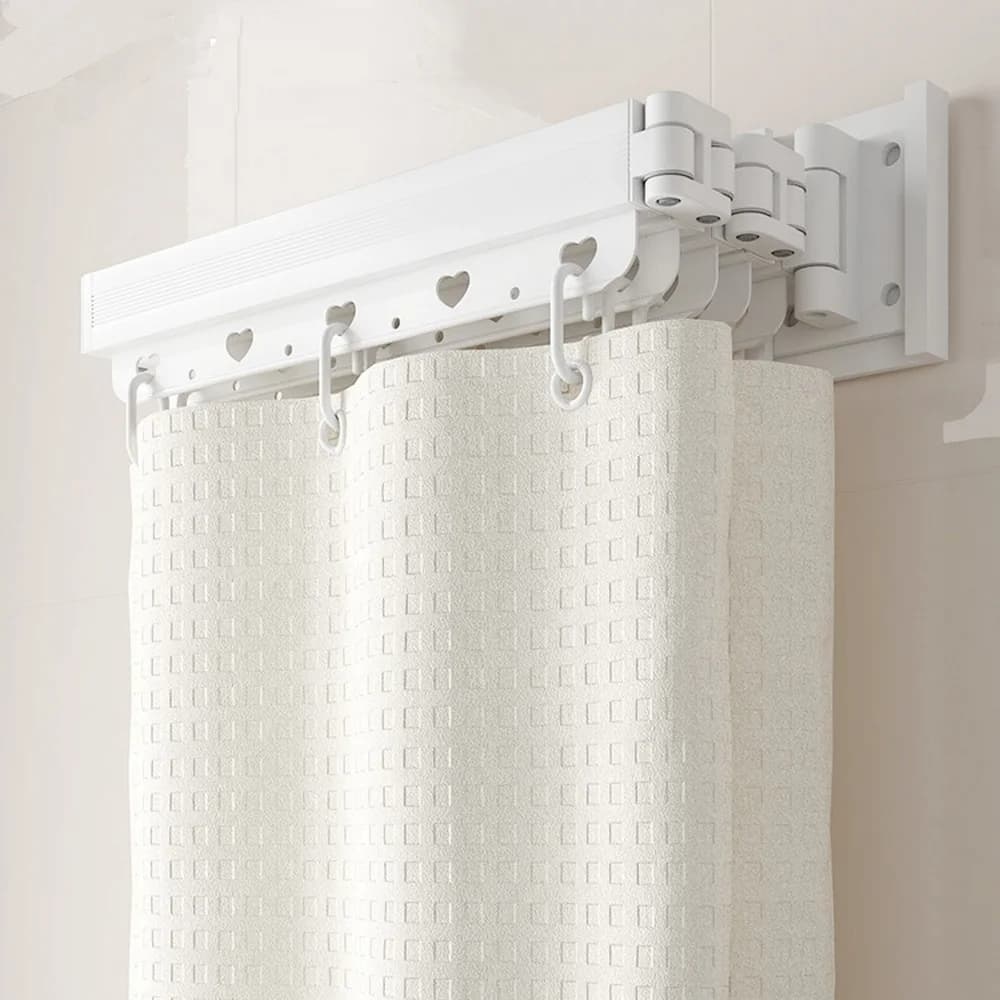 Shower curtain with folding rod Invisible divider Bathroom Mouldproof D Balcony Retractable without curtain