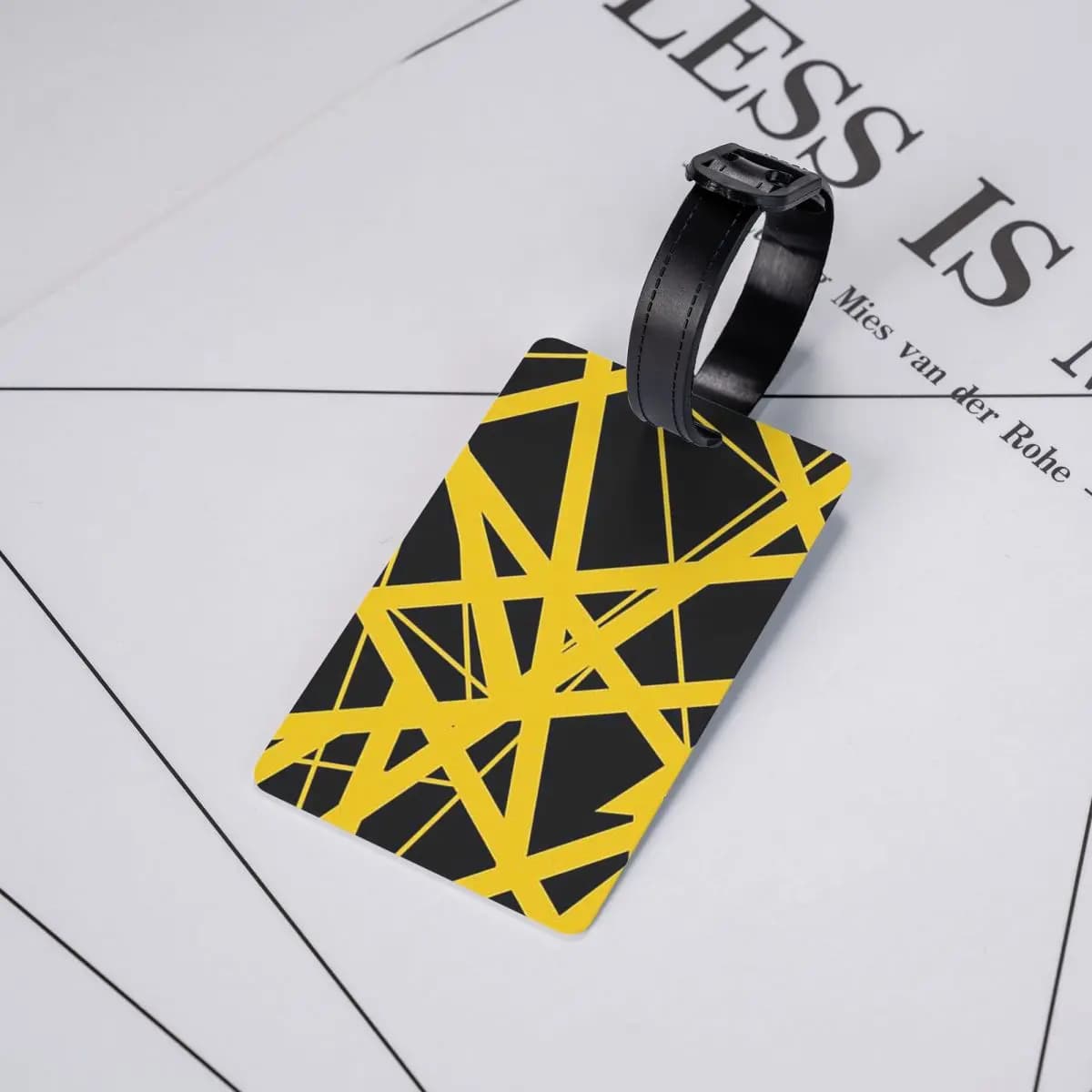 Etichette per Bagagli EVH Autentiche con Design a Strisce, Accessori per Valigie, Etichetta per Bagaglio da Viaggio, Porta Etichetta con Spazio per Nome e Indirizzo