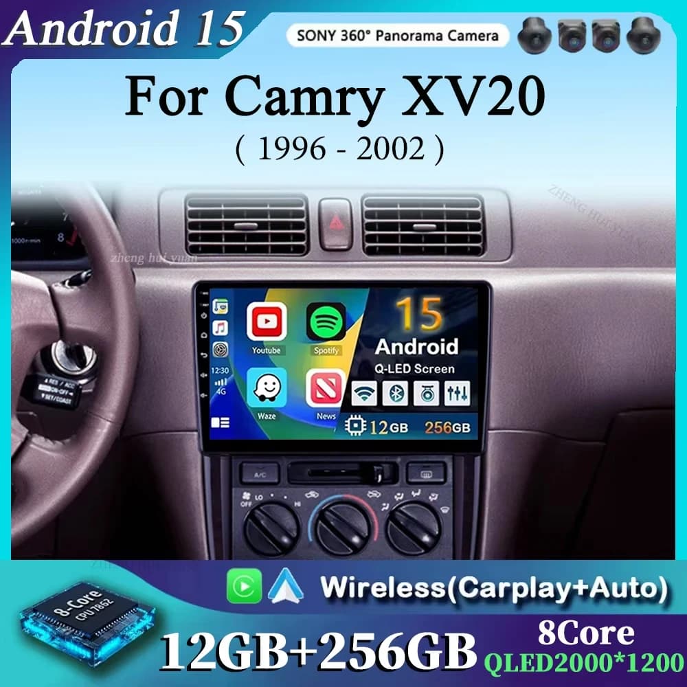 Android 15 Stereo Per Toyota Camry XV20 1996 - 2002 Autoradio Multimediale Autoradio Wireless Carplay Video Player GPS 4G + WIFI