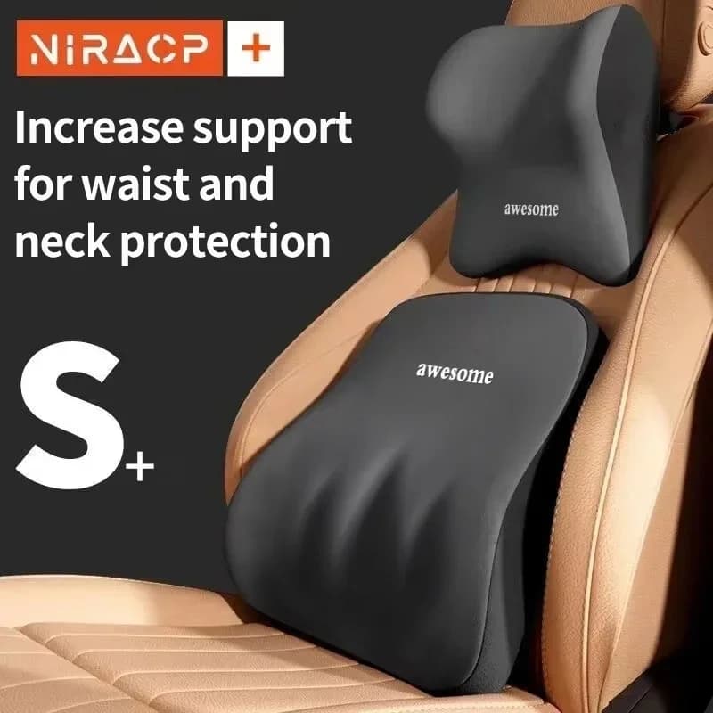 Nuovo cuscino di supporto lombare per auto Memory FoamAuto Cuscino per il collo Supporto per la vita Schienale lavabile rimovibile Cuscino per veicolo universale